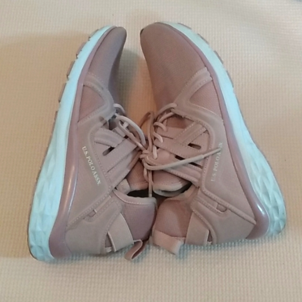 Pink and white US Polo Assn sneakers